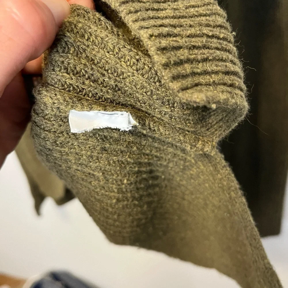 Madewell Thompson Pocket Pullover Sweater Dark Olive Green Oversized Ribbed M